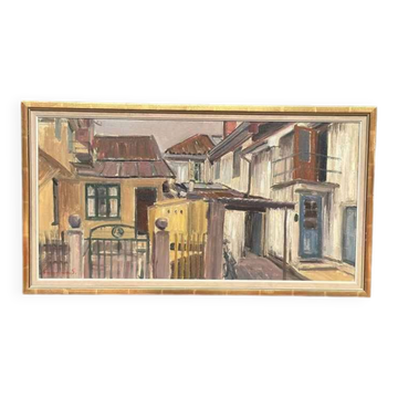 Original Swedish Oil On Canvas – “Urban Street” By Gunnar Svensson