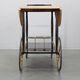 Italian mid-century bar cart with folding leaves, brass and wood