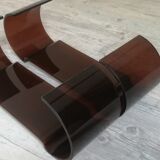 Pair of 70s design smoked plexiglass bedside tables