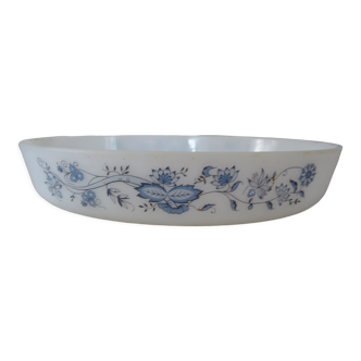 Oval dish oven blue flowers aster arcopal 14692