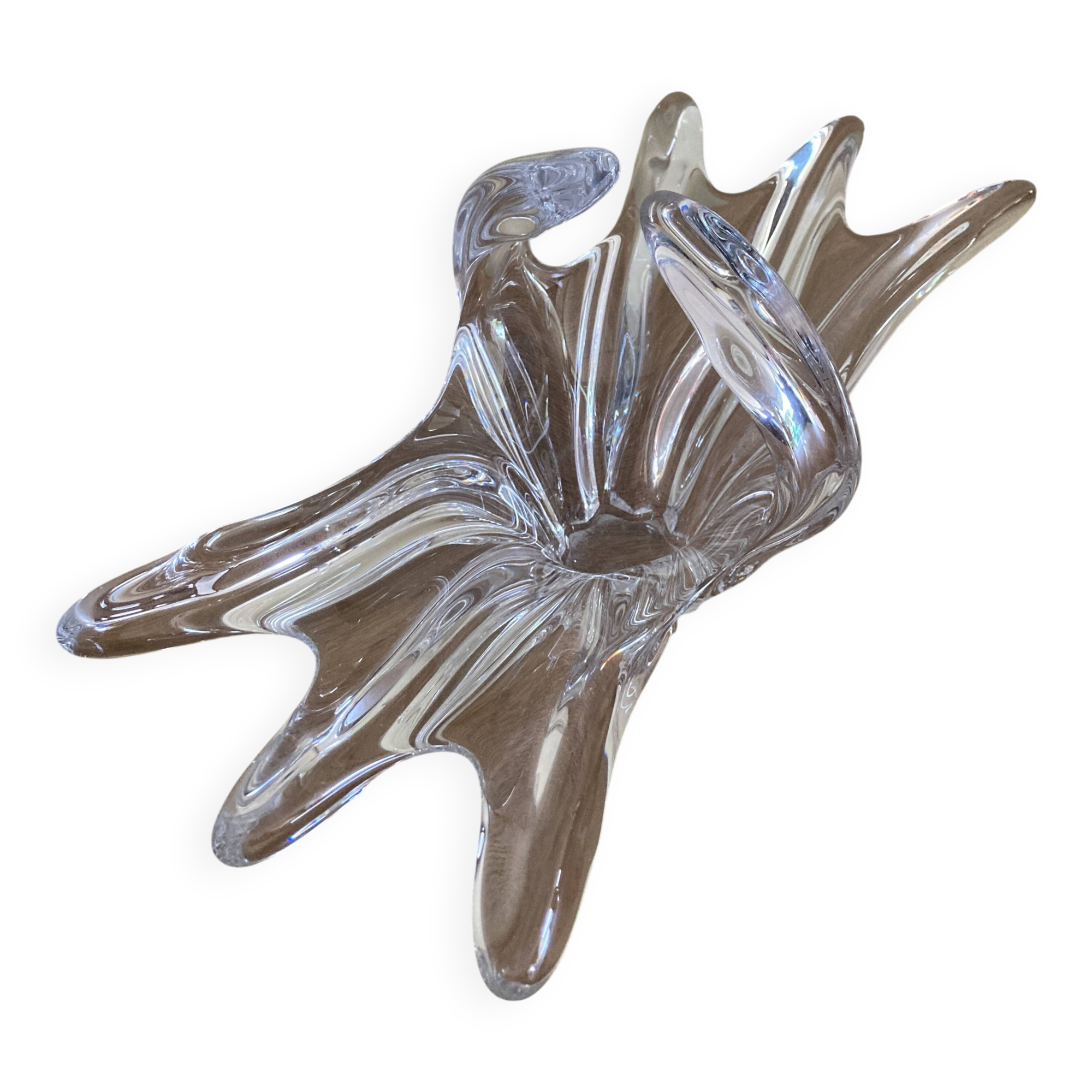 Vase / centrepiece in vintage sculptural crystal – organic star shape