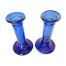 Pair of Vintage Cobalt Blue Glass Candlesticks