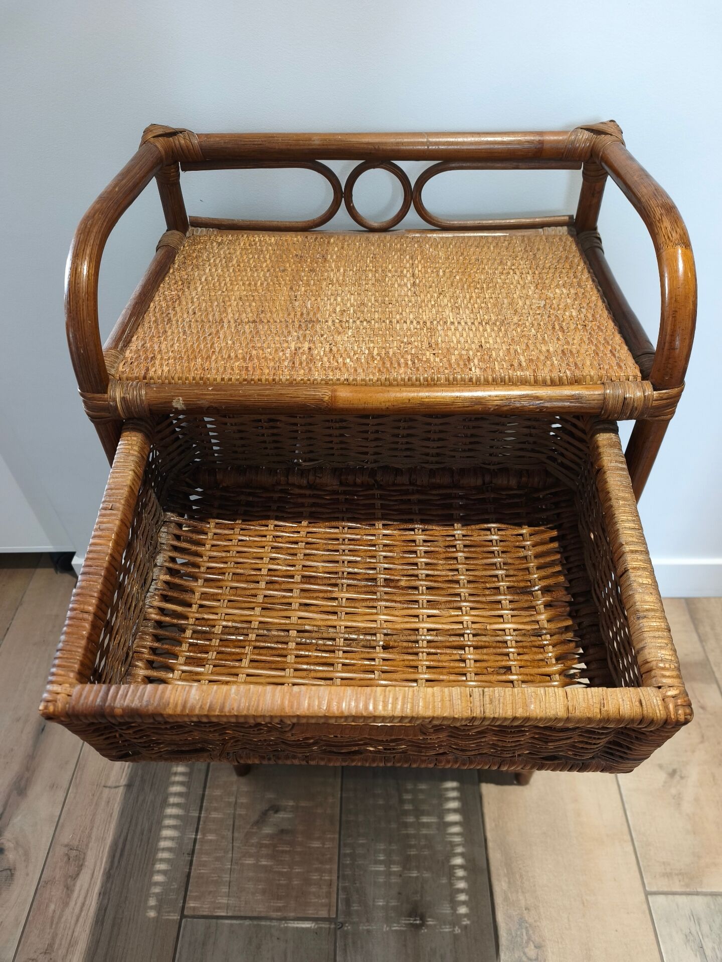 Rattan wicker drawer unit