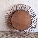 Miroir soleil en rotin vintage
