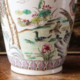 Chinese porcelain vase, peacocks, birds, trees, peonies