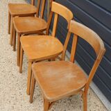 10 BAUMANN chairs N°18 light beech