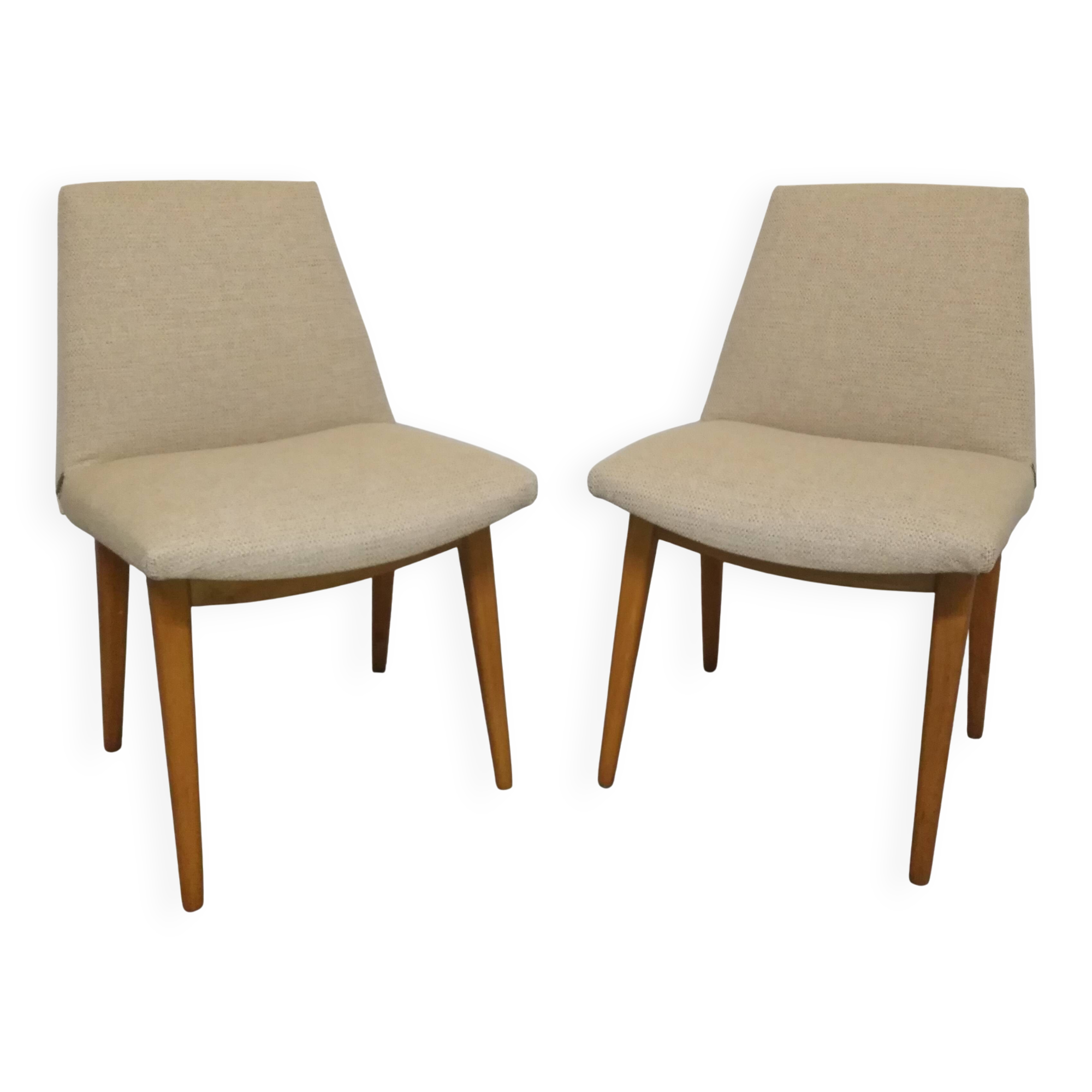 Pair of cocktail chairs in beech, Eastern Europe circa 1960.