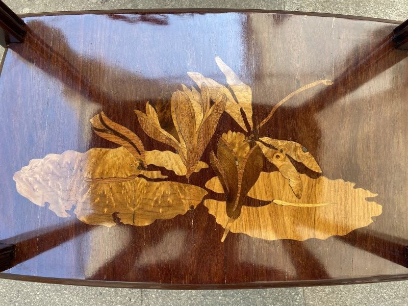 French Art Nouveau two-tier service table by Emile Gallé