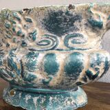 Planter blue enamelled cast late XIX early XX