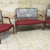 2-seater sofa and 2 armchairs in Louis XV style, revamped