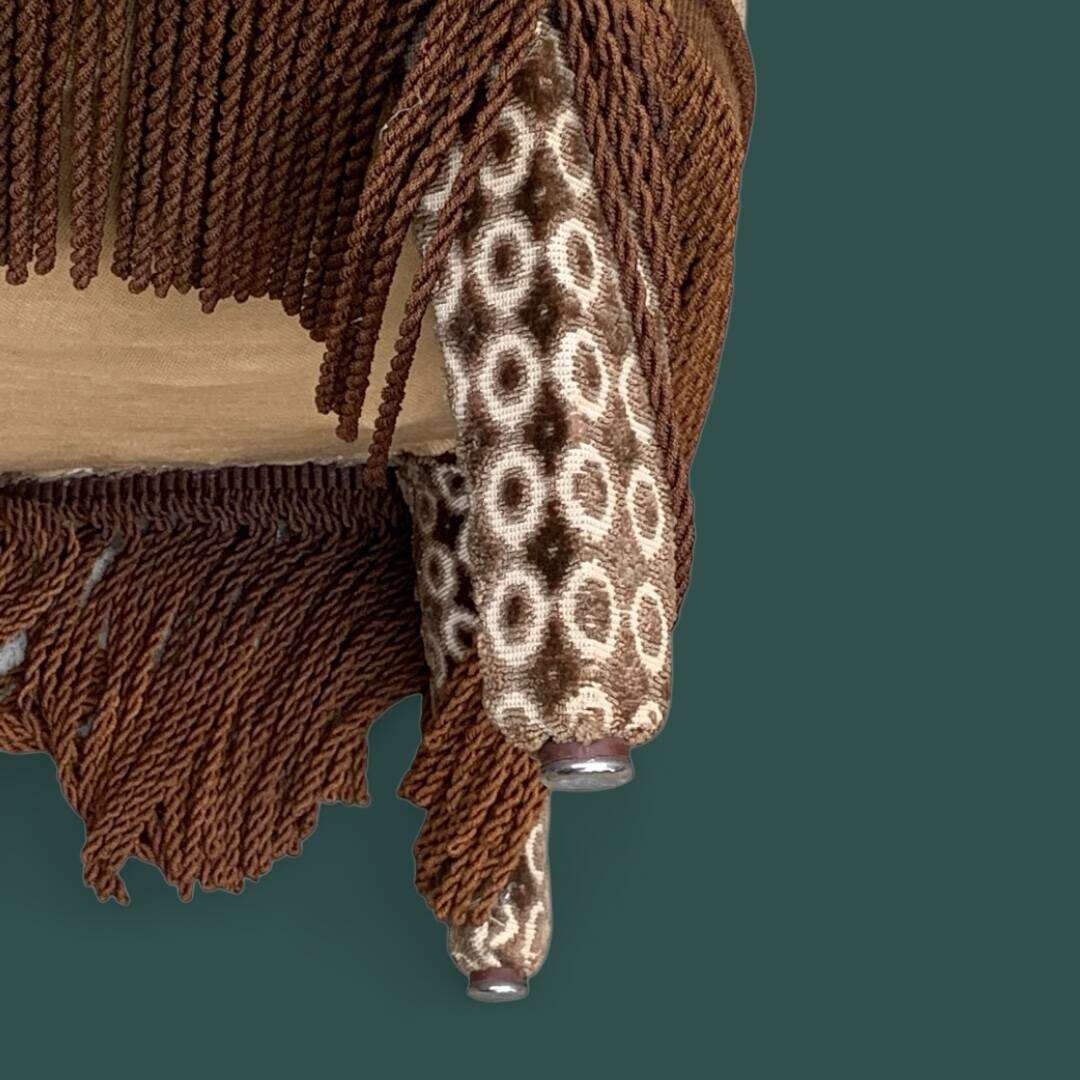 Vintage chocolate velvet toad armchair