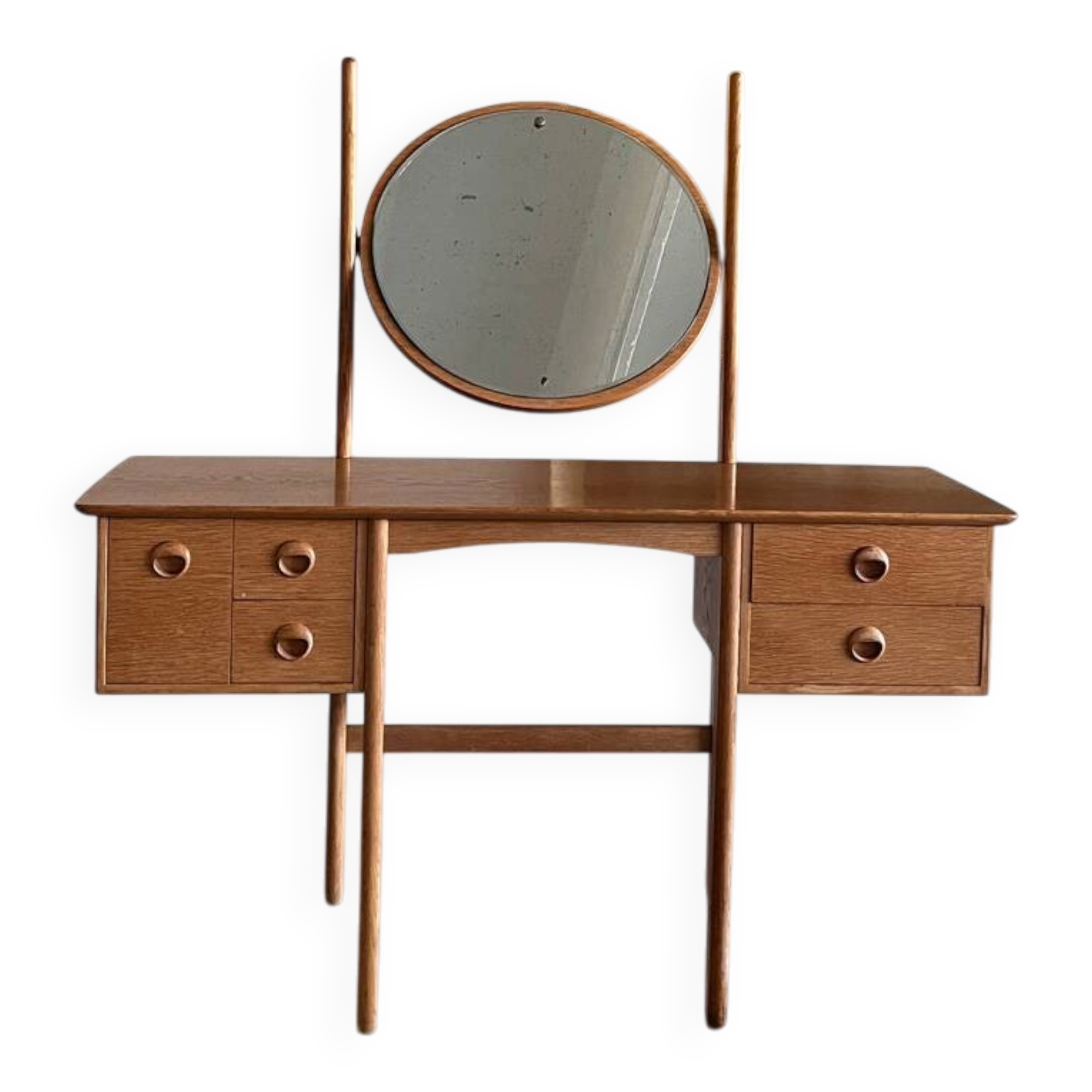 Coiffeuse en chêne avec miroir, Norvège années 1970