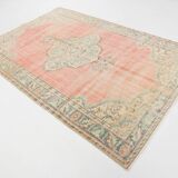 6x9 Vintage Peach Oushak Vintage Rug, 184x276 Cm