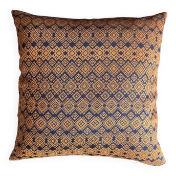 Housse de coussin Kachin bleu marine et orange