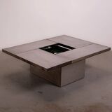 Table basse Belgo en métal brossé chromé