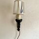 Wrought iron wall light, new fabric cabie, mirror lampshade
