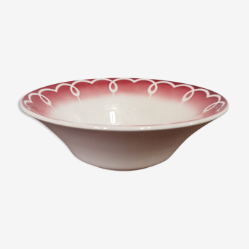 Old Digoin Sarreguemines salad bowl in red and white porcelain N°9545