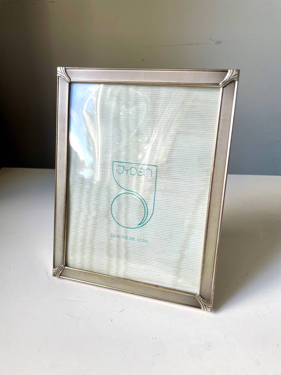Art deco cadre couleur argent 28,5 cm x 14,5 cm verre convexe