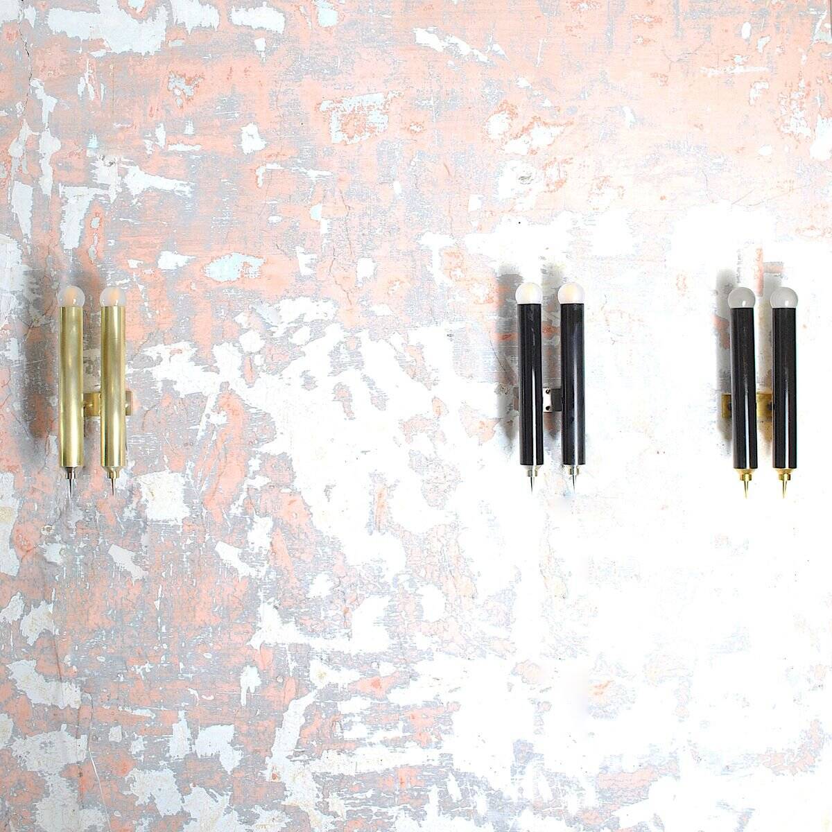Nickel-plated brass wall lights by Lumière Bologna, 1960s, set of 4.