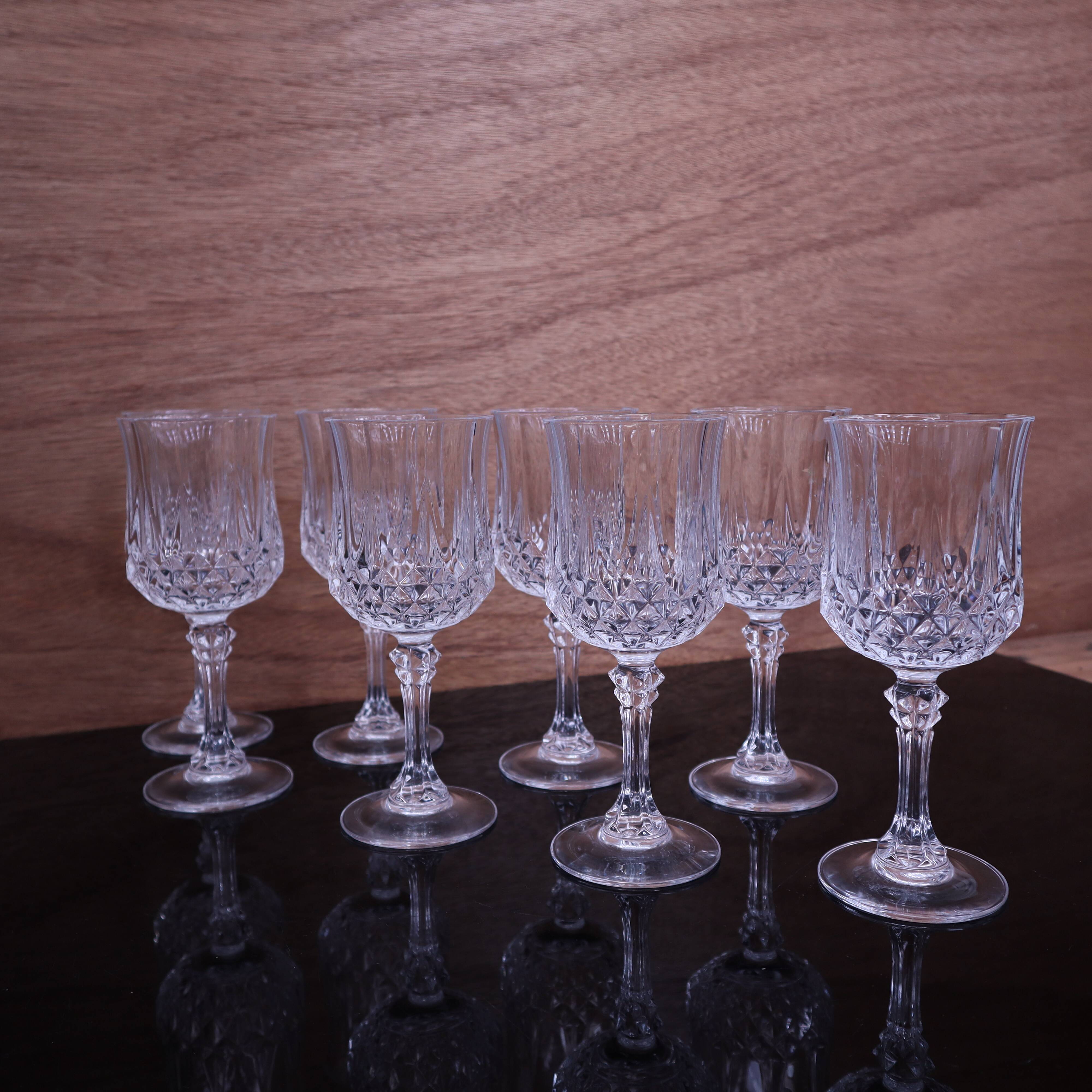 8 Crystal d'Arques Longchamps water glasses