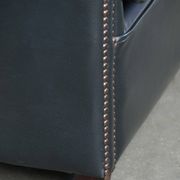 Set of dark blue cow leather club armchairs with a unique design