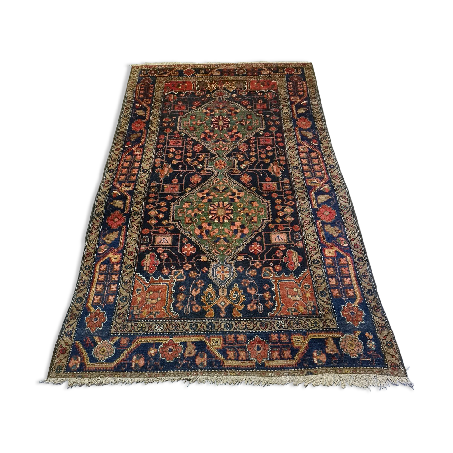 Old hand knotted kurdish woolen kolyai carpet. mid 20th century.