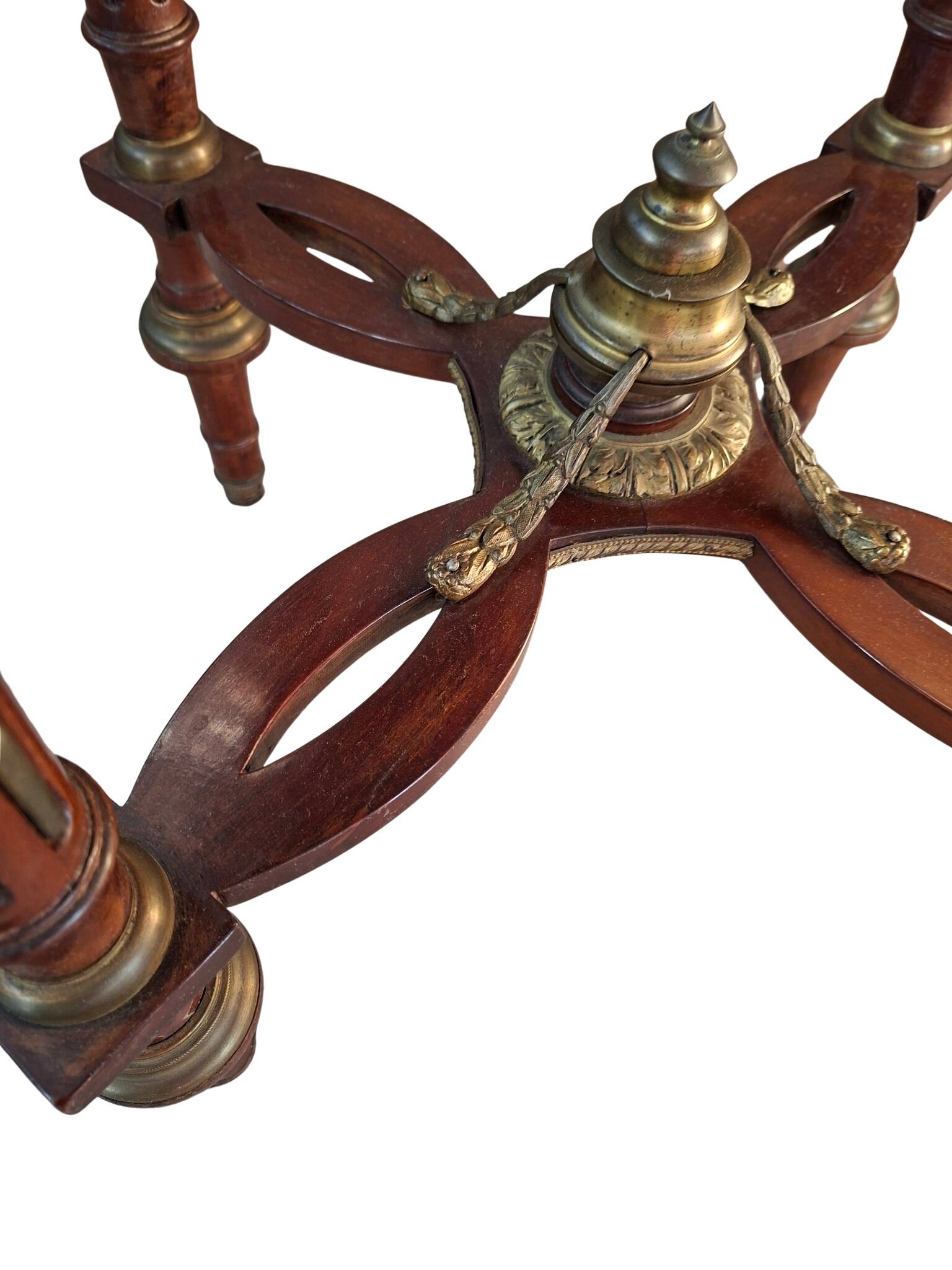 Guéridon Neoclassico in Mogano e Marmo Rosso Fine '800