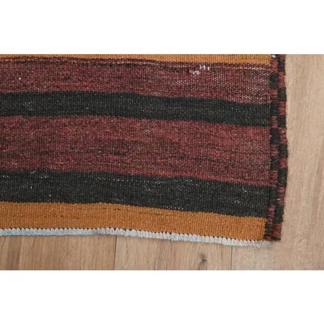 Vintage Turkish Striped Orange Purple Runner Rug 107x233