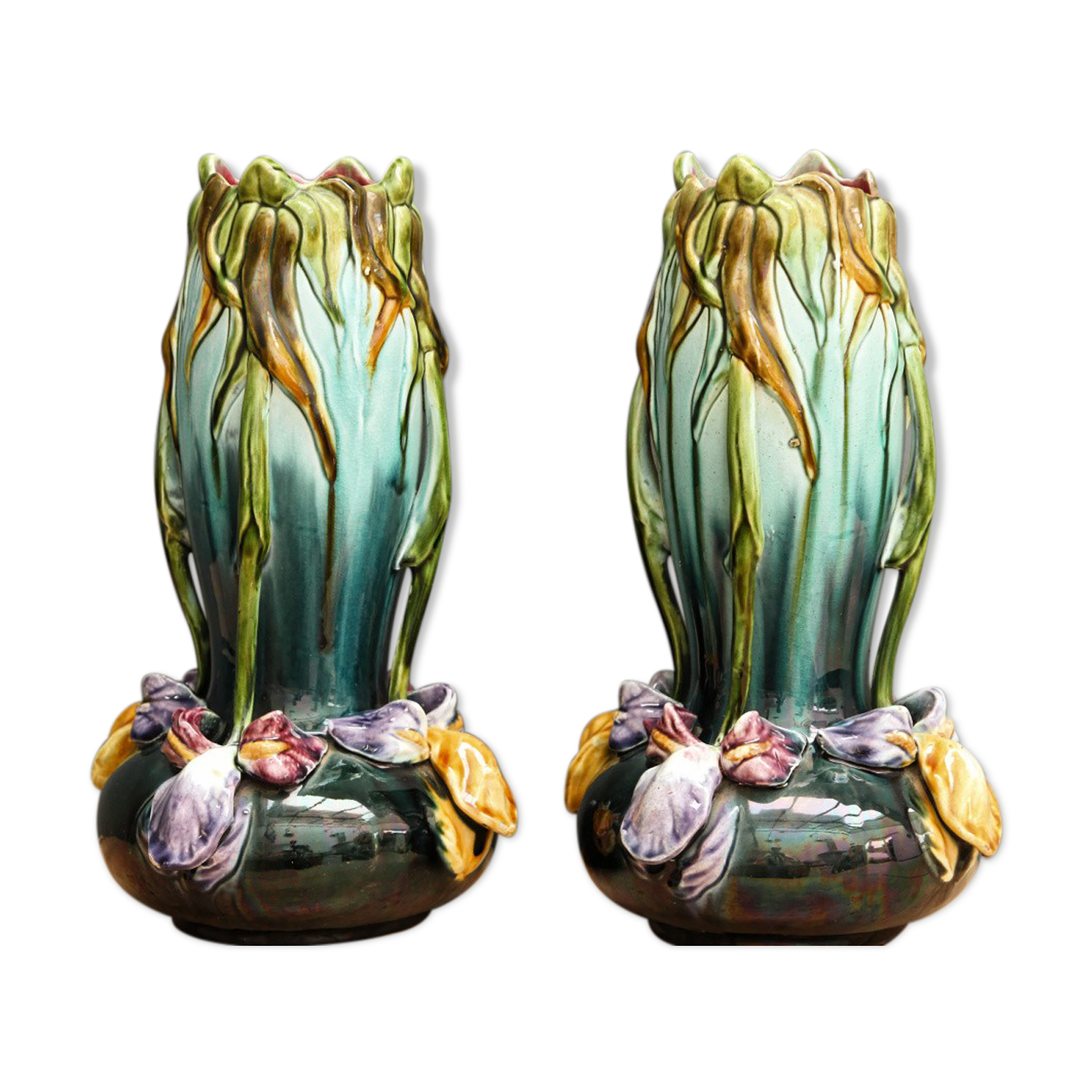 Pair of slurry vases, art nouveau