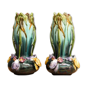 Pair of slurry vases, art nouveau