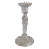 Large molded glass candle holder
