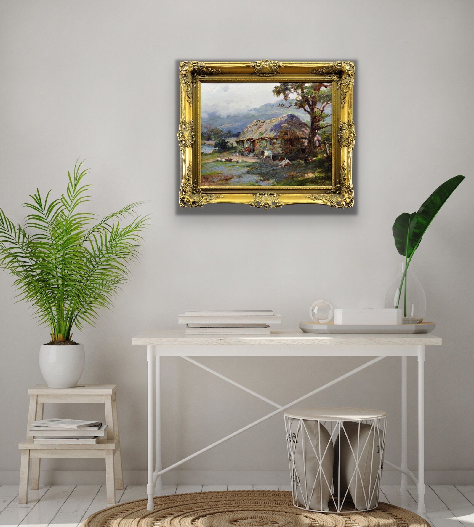 William Pratt 1855-1936.Crofters Scottish Highlands 1929 Oil On Canvas. Framed