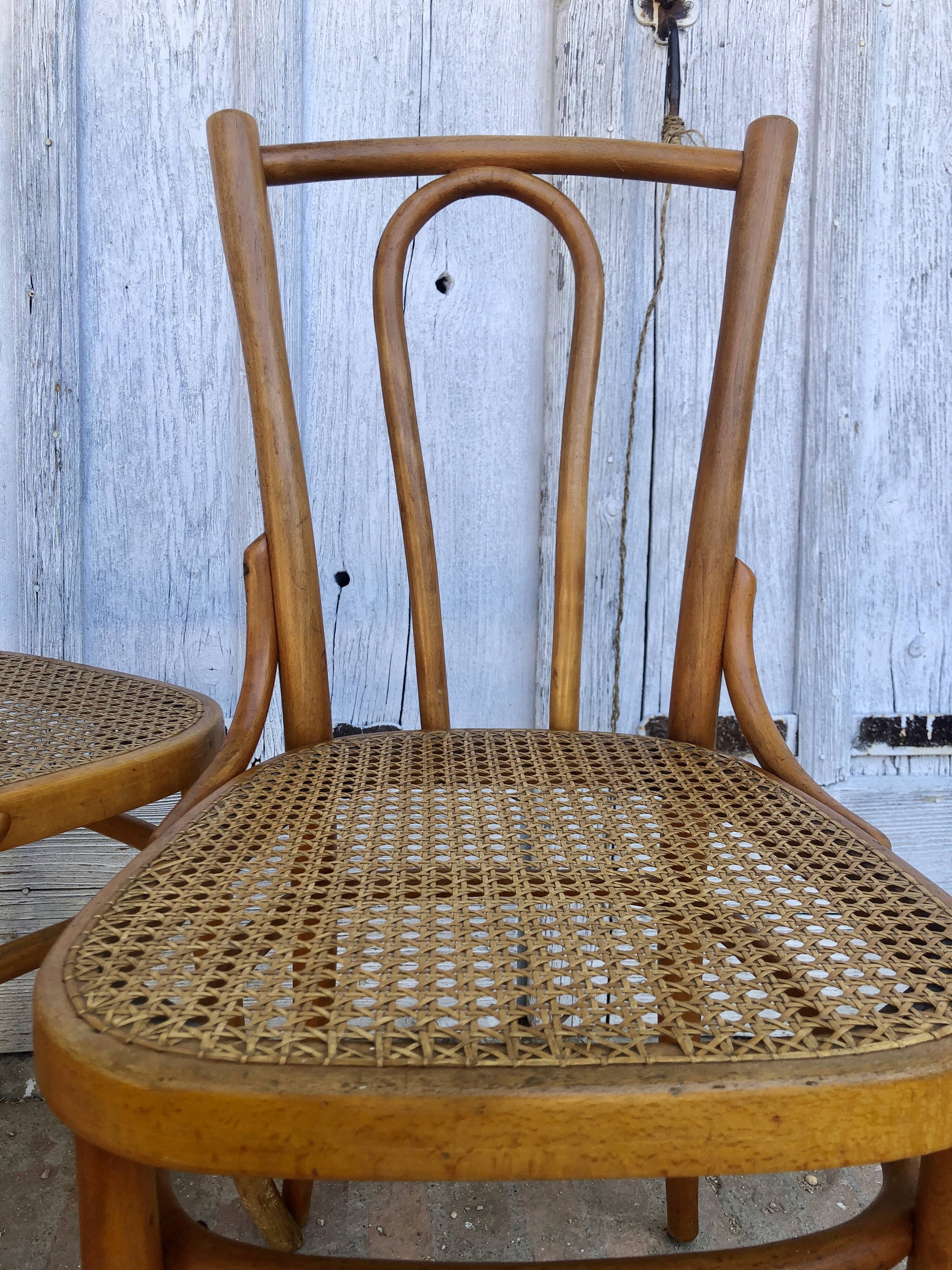 Set de 4 chaises bistrot cannées Baumann
