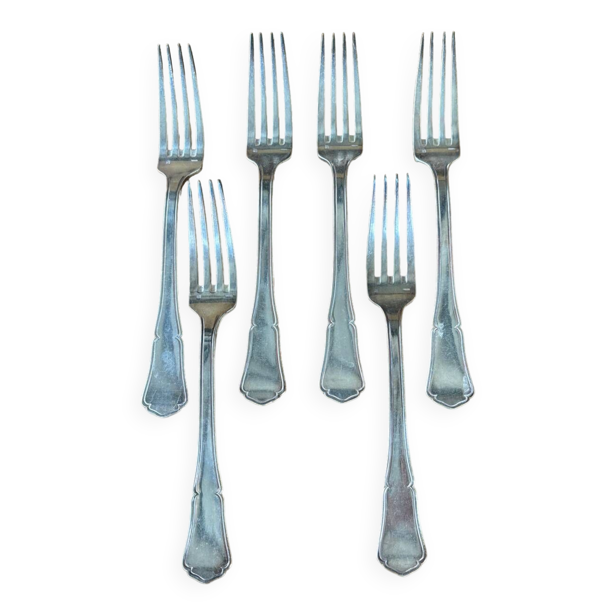 Set of 6 silver metal forks Apollo
