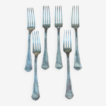 Set of 6 silver metal forks Apollo