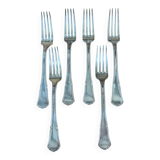Set of 6 silver metal forks Apollo