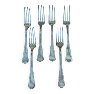 Set of 6 silver metal forks Apollo