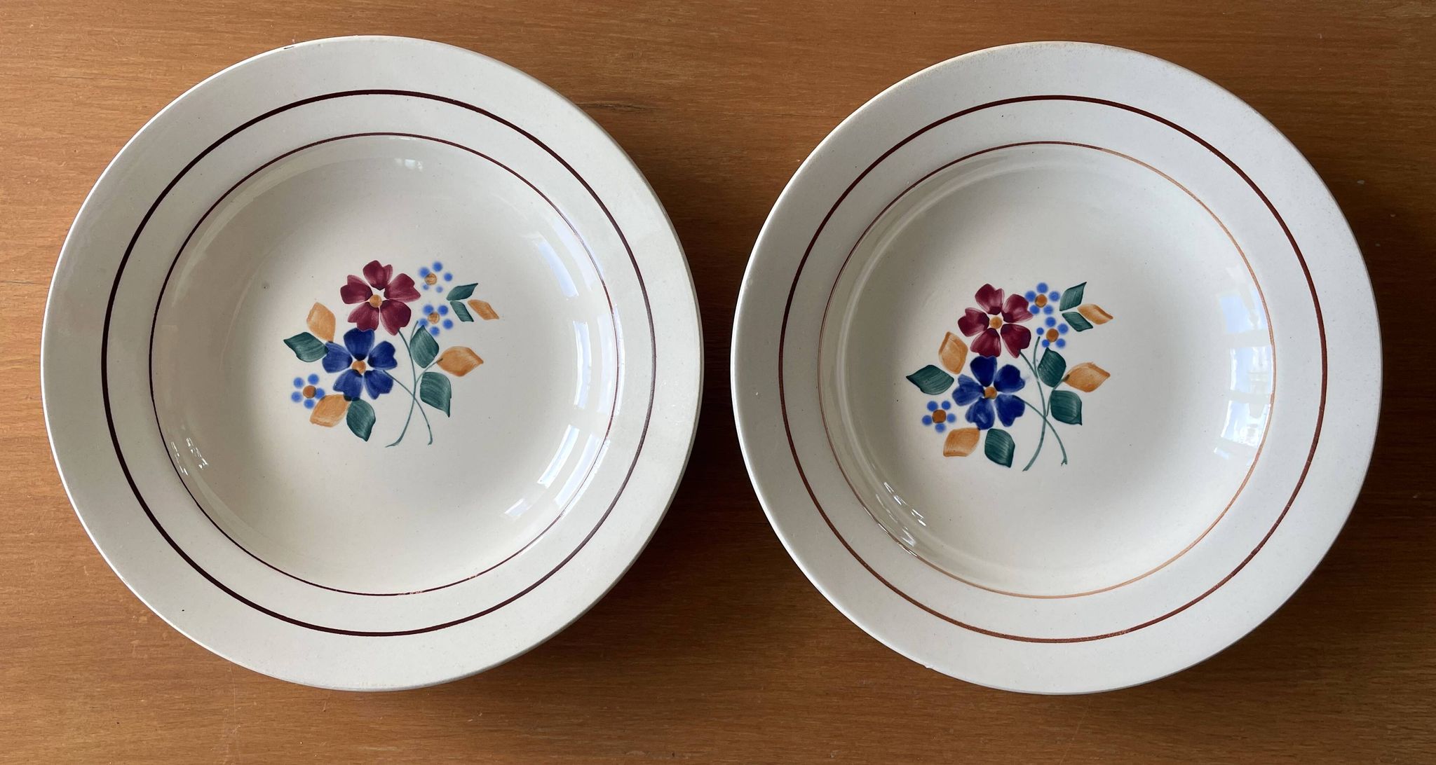 6 antique deep plates in earthenware from Saint-Amand (Nord)
