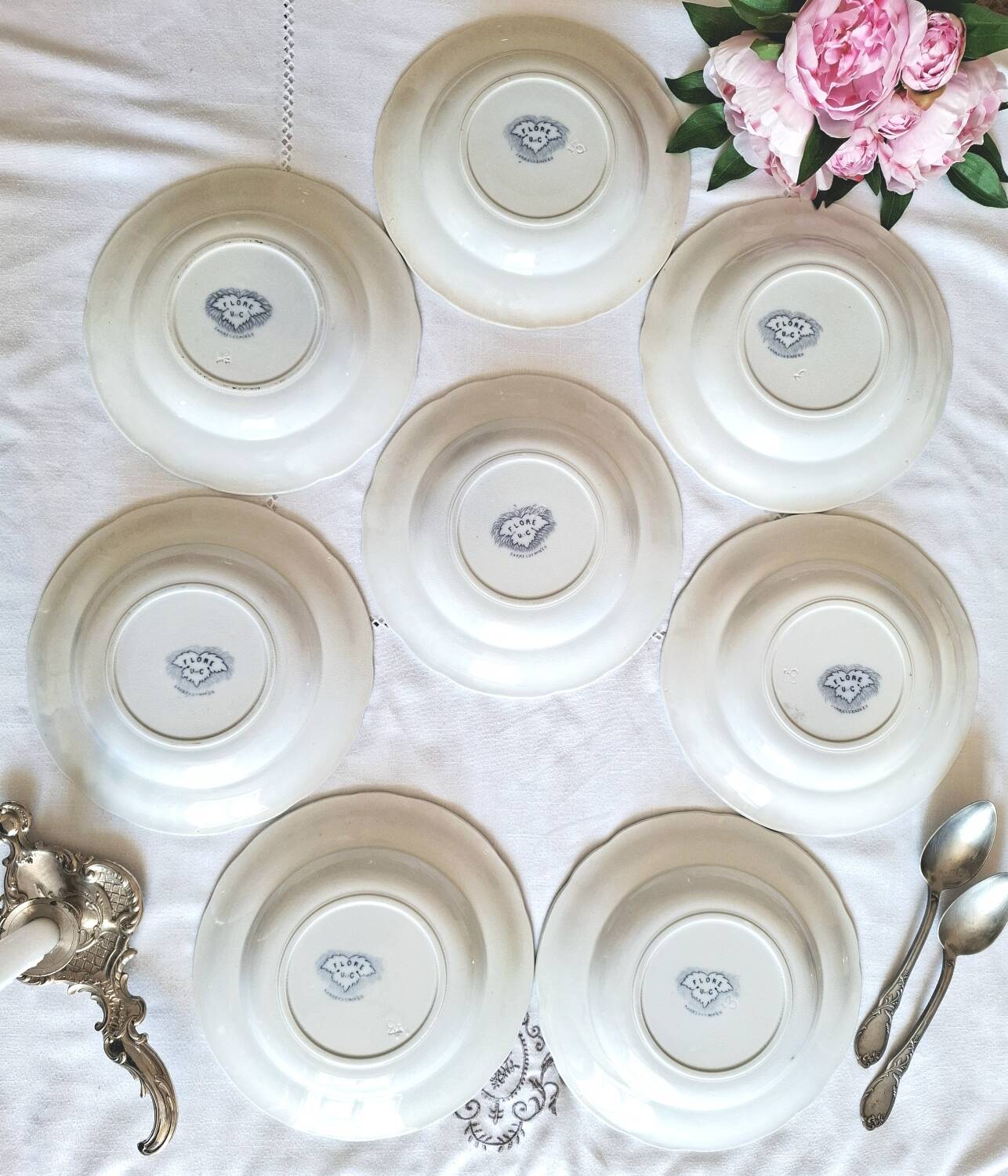Antique earthenware soup plates
