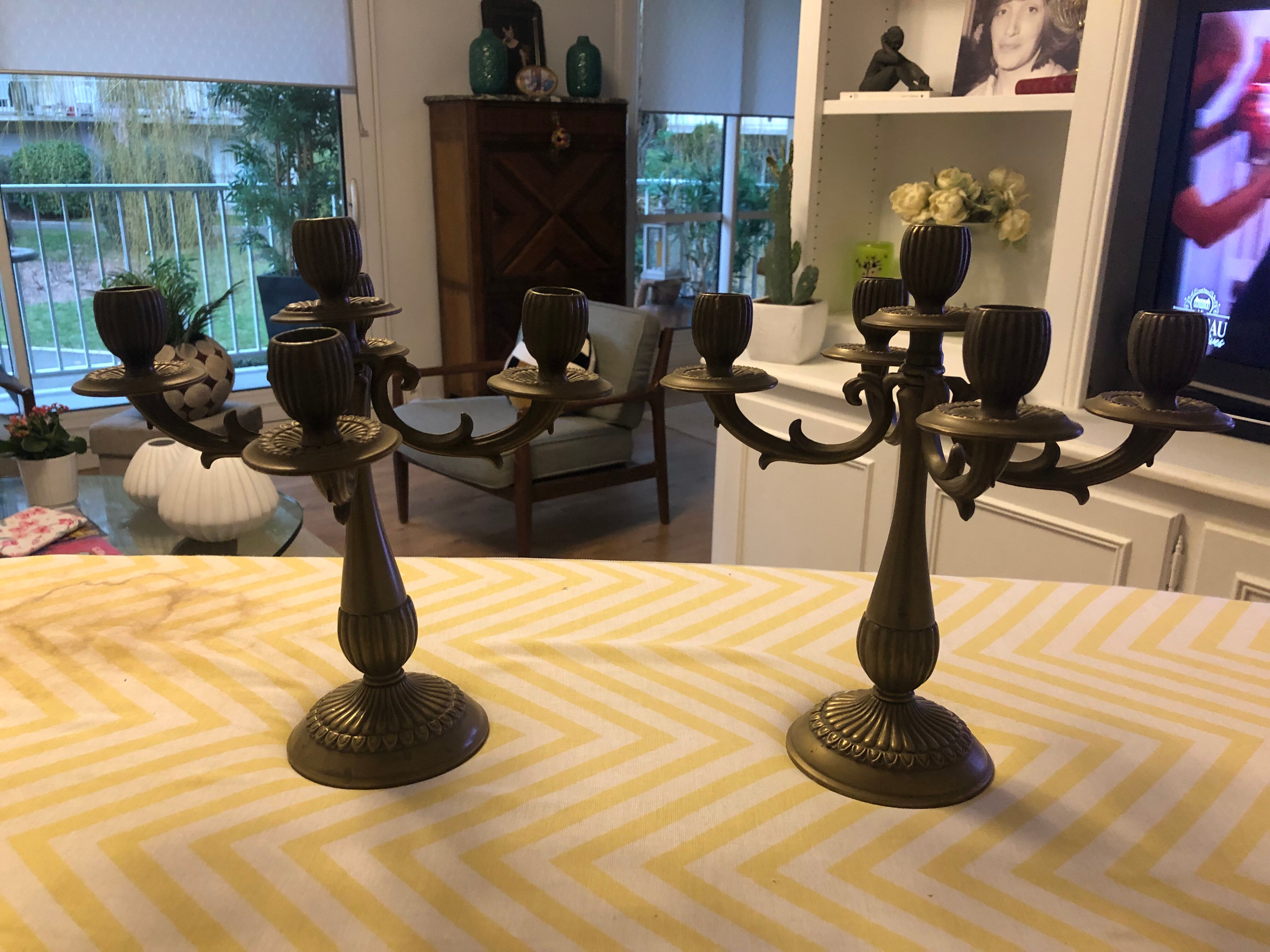 Pair bronze candlesticks