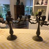 Pair bronze candlesticks