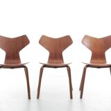 Set of 3 “grand prix” teak chairs
