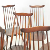 Set of eight vintage Ercol elm & beech Goldsmiths dining chairs mid century