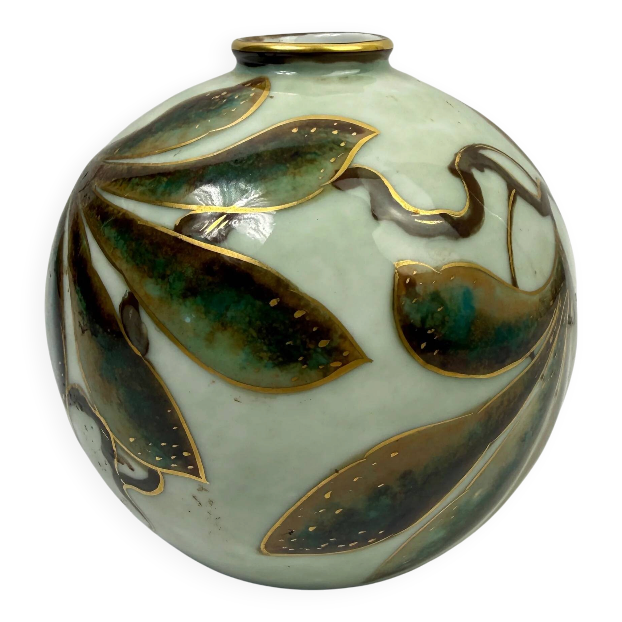 Camille Tharaud, Limoges, round porcelain vase, hand-decorated.