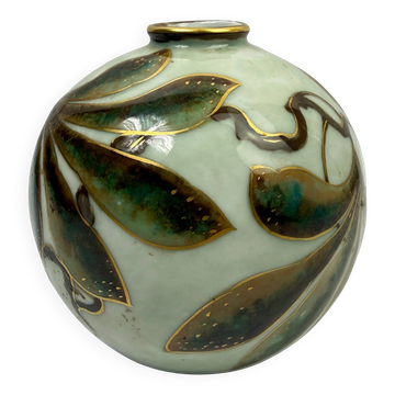 Camille Tharaud, Limoges, vase boule en porcelaine, décor main