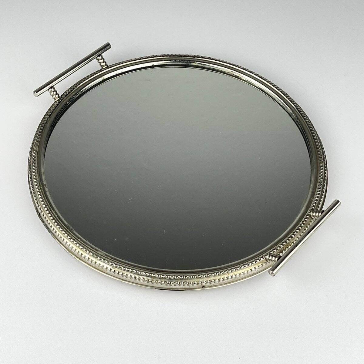Vintage metal tray with mirror, Italy, 1970s
