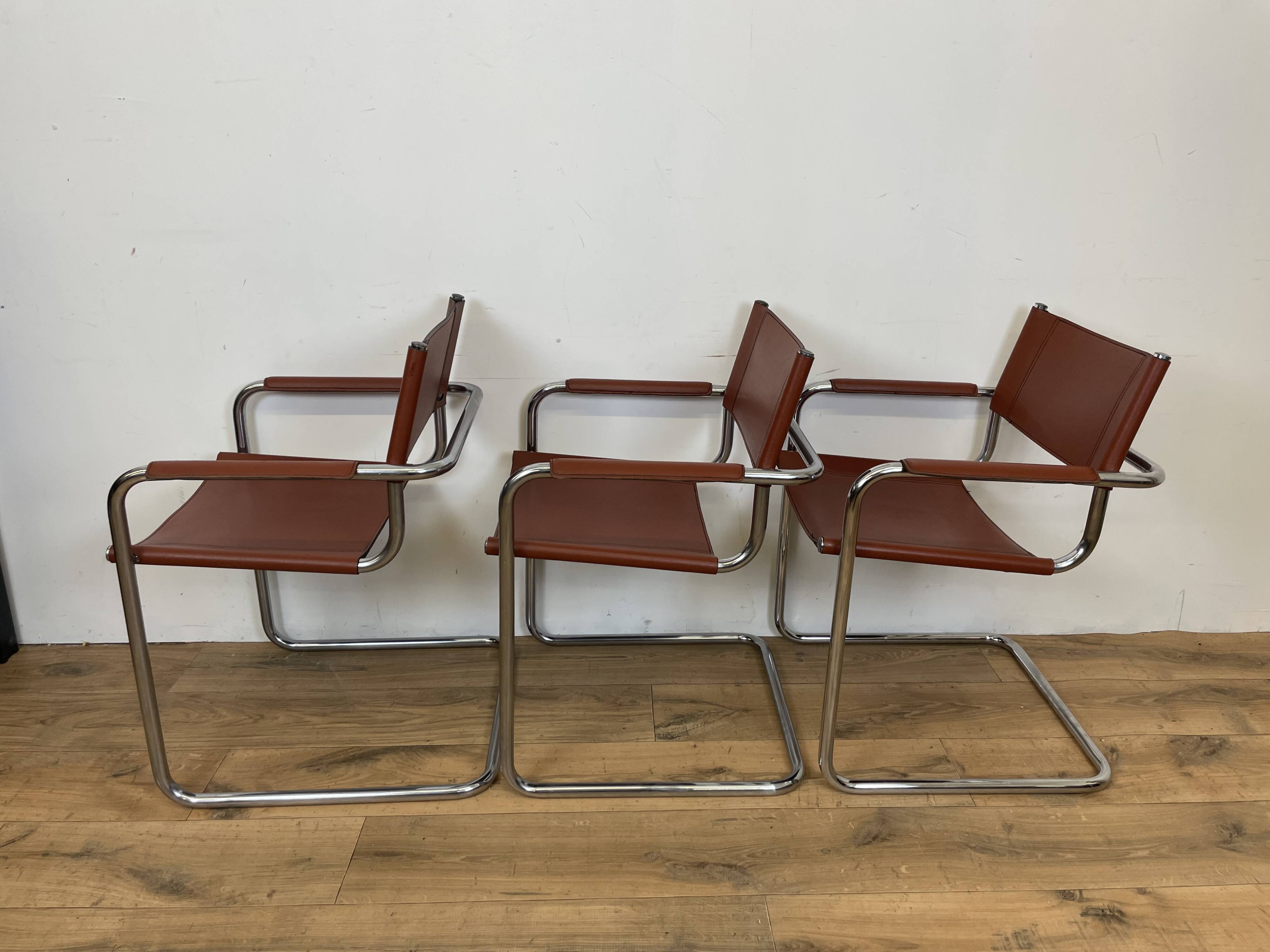Set of 3 MG5 Grassi style armchairs from the 70s