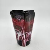 Vintage Vallauris black, pink and white vase