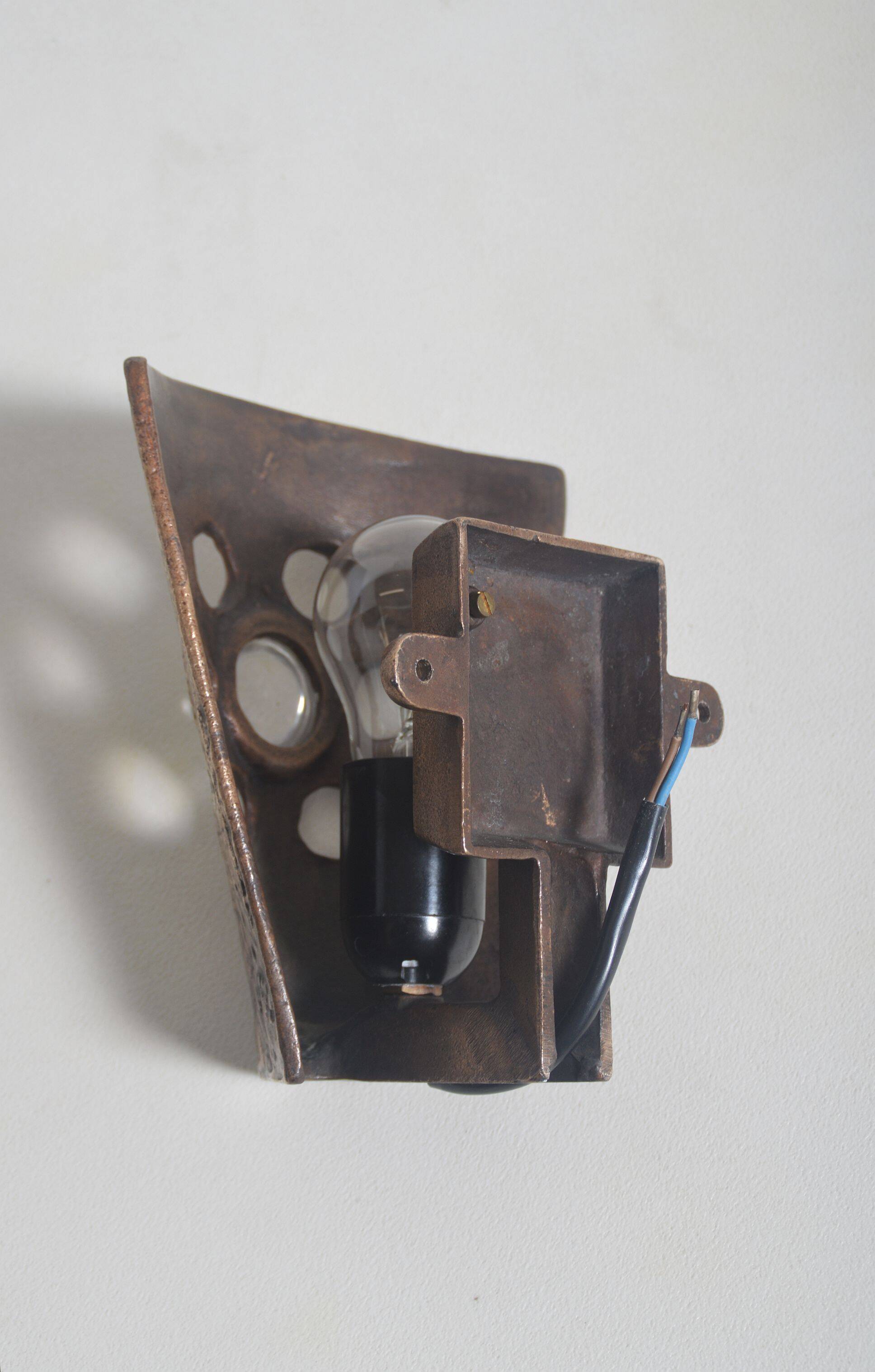 Set of Brutalist wall lamps in bronze, 1960s