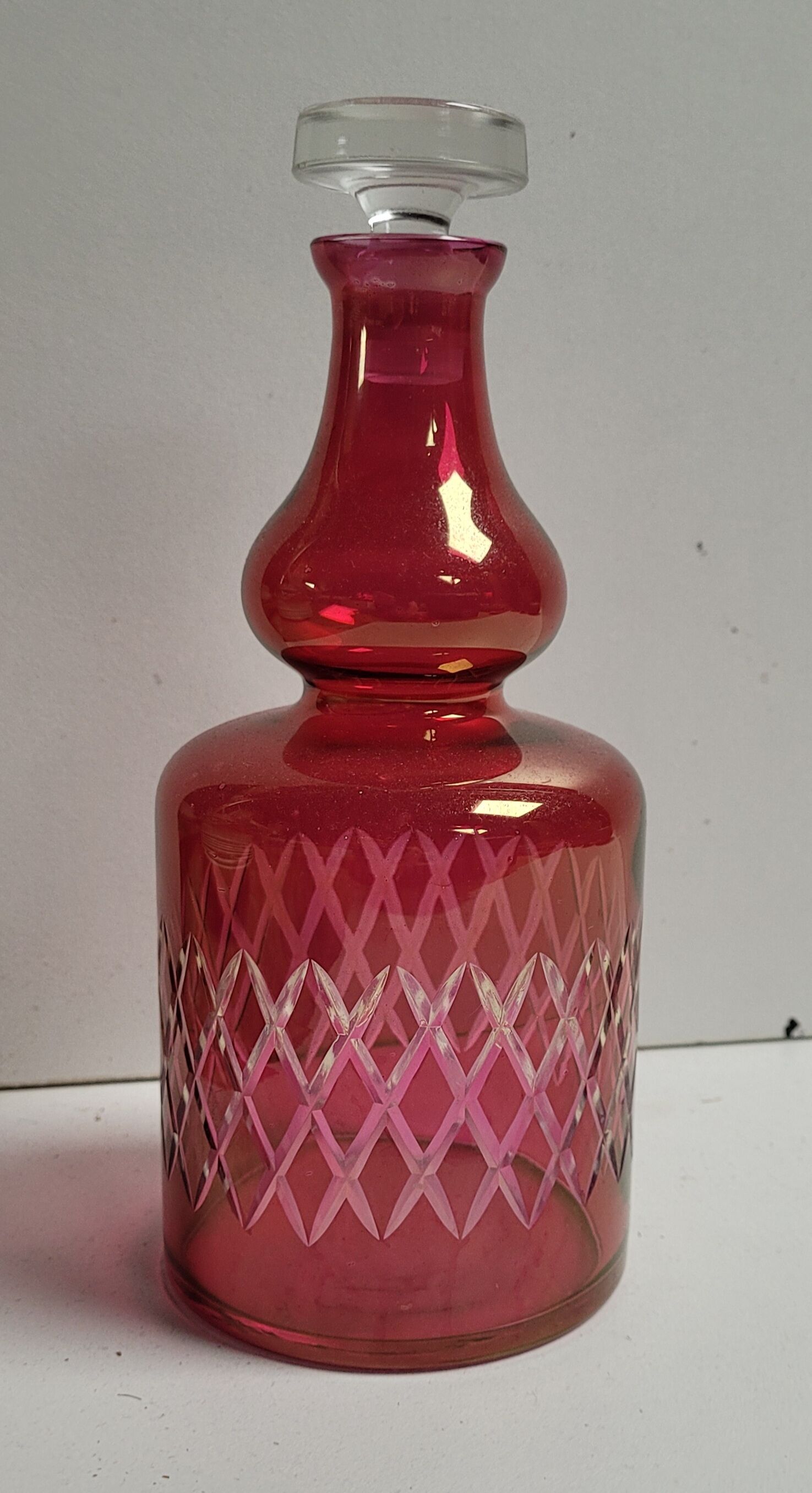 Red chiseled decanter